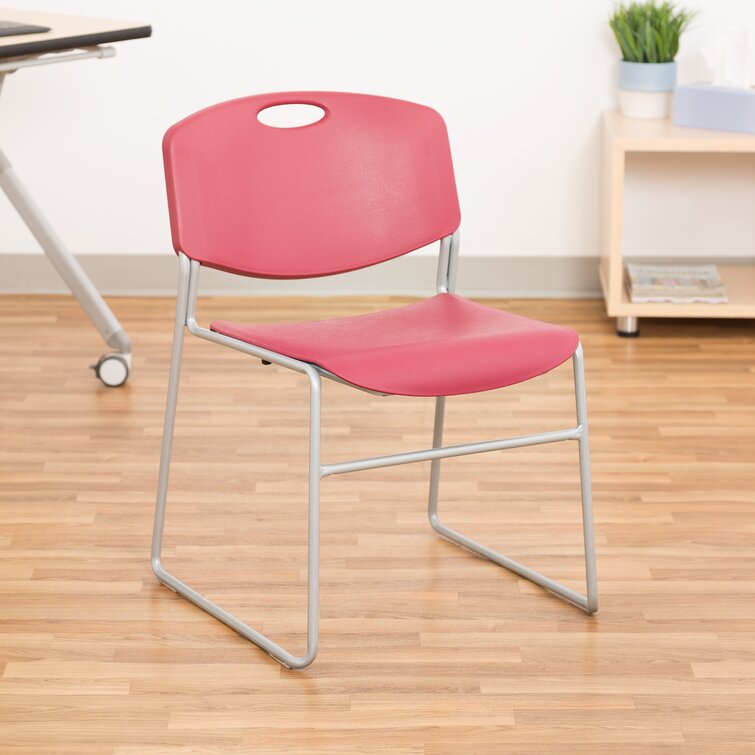 Heavy Duty Plastic Armless Stacking Chair with Contoured Back